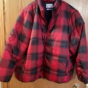 Universal Thread Red and Black Checkered Puffer Jacket